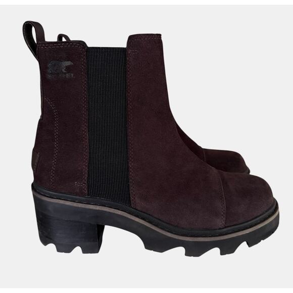 Sorel Joan Now Chelsea Boots 8.5 Brown Suede Lug Sole Platform Ankle Boot - Picture 3 of 7